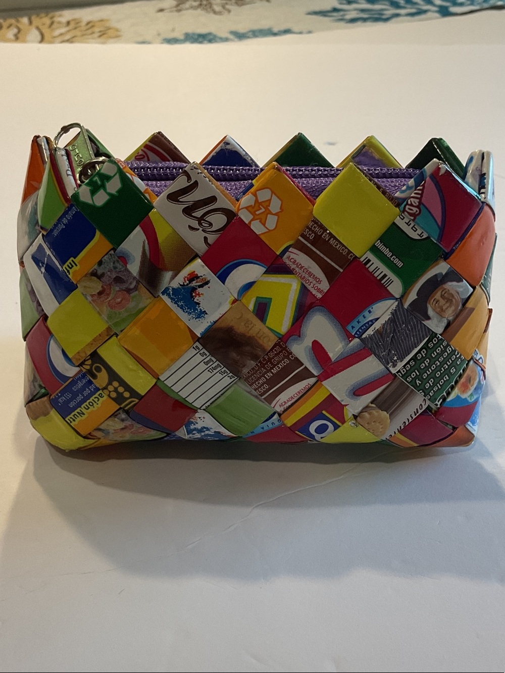 Recycled Multicolor Woven Coin Pouch - Eco-Friendly Women Bag